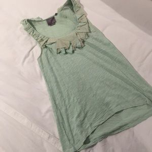 Anthropologie sea foam green ruffled tank
